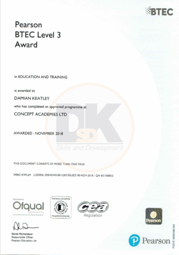 Level 3 Award in Education and Training